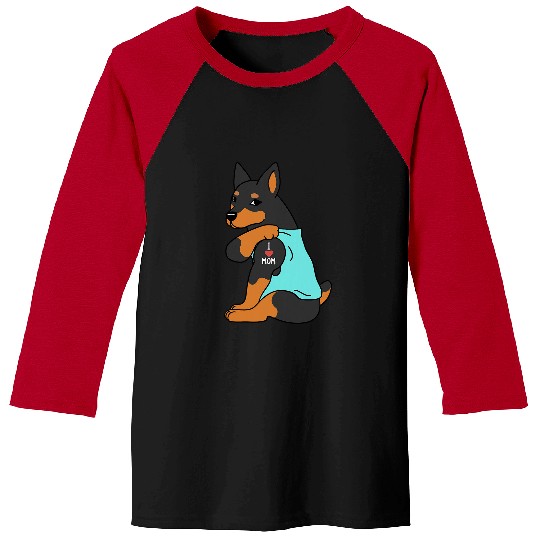 Miniature Pinscher Pet I Love Mom Tattoo Miniature Pinscher Funny Mothers Day Baseball Tees