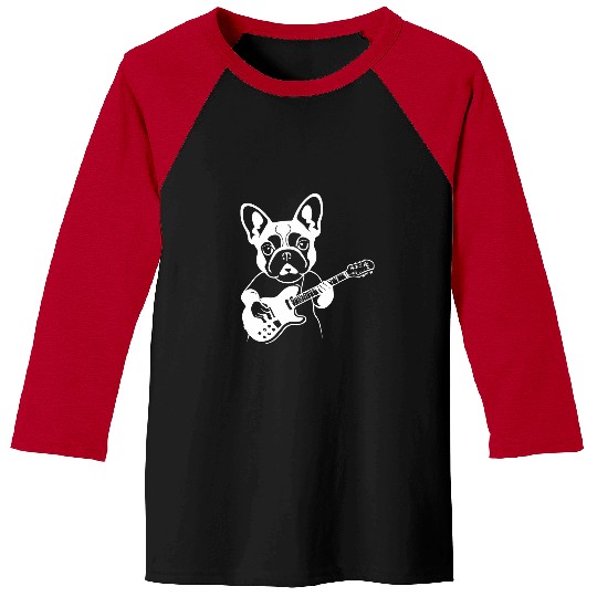 French Bulldog Pet with EGuitar Musician Guitarist 2 Baseball Tees