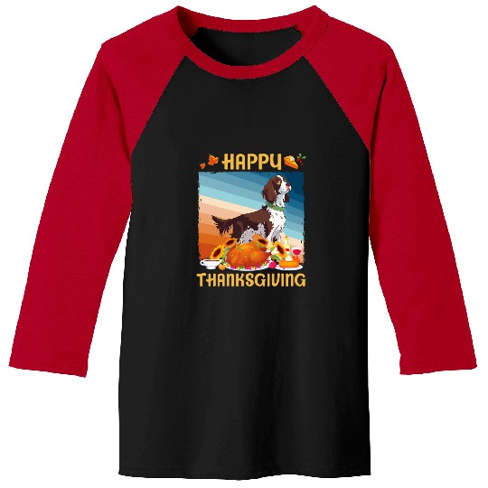 English Springer Spaniel Pet Flower Fruit English Springer Spaniel Happy Thanksgiving Day Baseball Tees