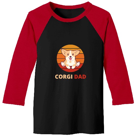 Corgi Pet Dad For Corgi Lovers Retro Sun Baseball Tees