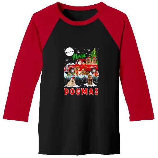 Chow Chow Pet Merry Christmas Dog Santa Carrying Chow Chows Pickup Truck Baseball Tees