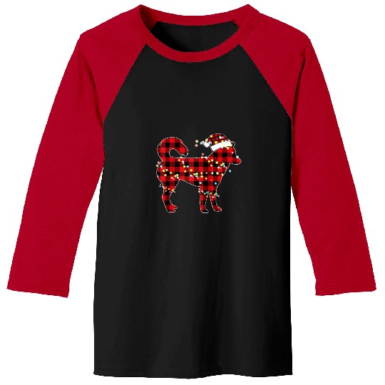 Husky pet Christmas Red Plaid Buffalo Pajamas Xmas Baseball Tees