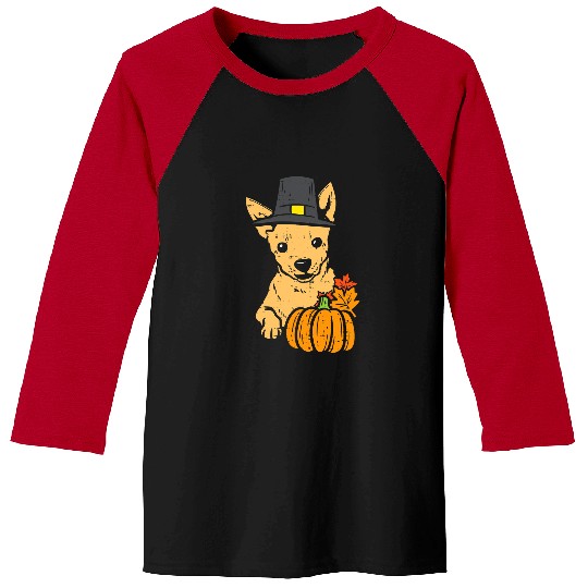Chihuahua Pet Pilgrim Chihuahua Pumpkin Thanksgiving Fall Halloween Dog 317 Baseball Tees