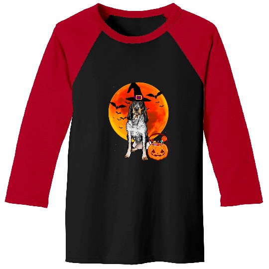 Coonhound Pet Dog Halloween Bluetick Coonhound Jack O Lantern Pumpkin Baseball Tees