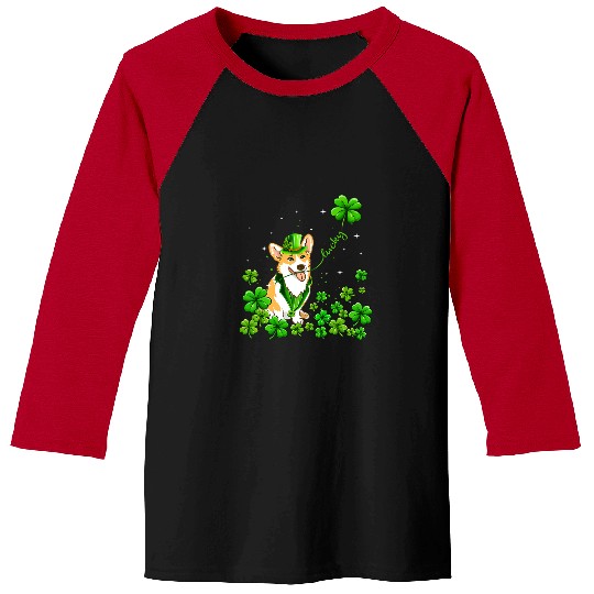 Corgi Pet Dog Irish Green Shamrock Clover St Patricks Baseball Tees