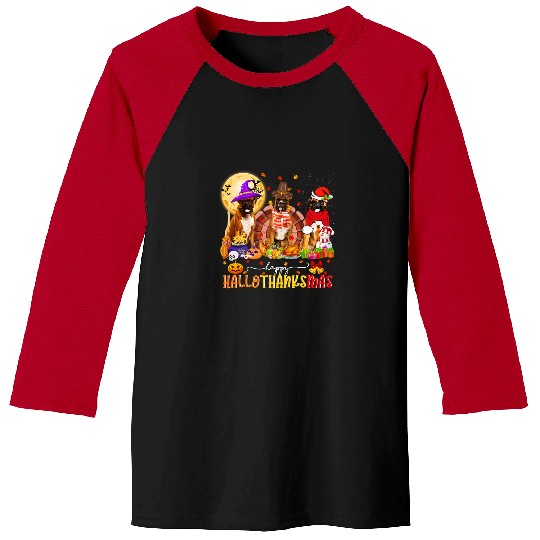 Boxer Pet Cute Boxer Halloween Christmas Happy Hallothanksmas Tee Baseball Tees