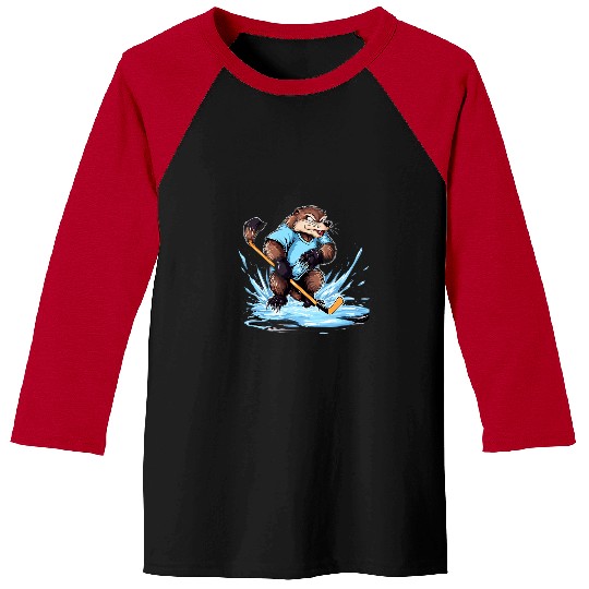 Sport Hockey Lacrosse Gift Hockey Beaver Ice Hockey Player Hockey Stick Goalie Baseball Tees