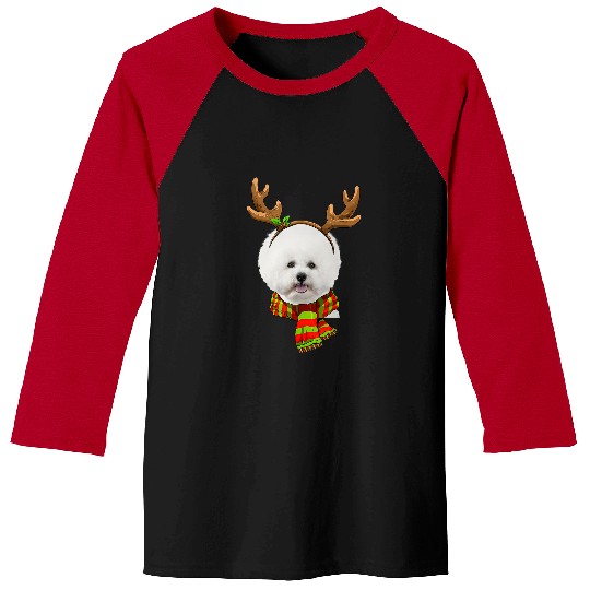 Bichon Pet Frise Funny Bichon Frise Christmas Reindeer Scarf Dog Xmas Baseball Tees
