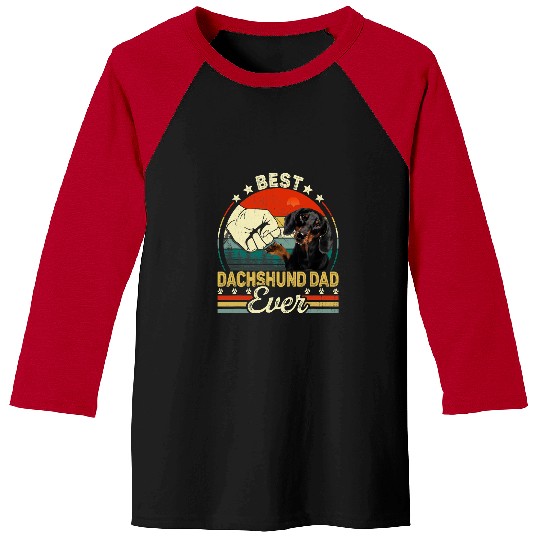 Dachshund Pet Retro vintages bests Dachshund Dad Ever Fathers Day 298 Baseball Tees
