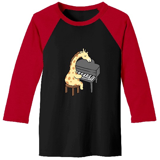 Funny Piano Giraffe Gift Playing Piano 234 Baseball Tees