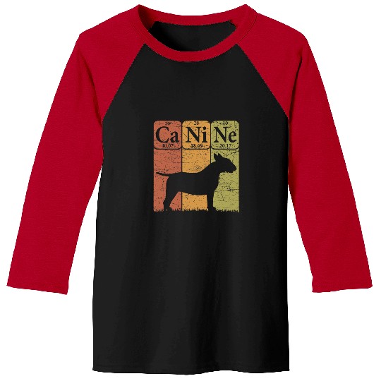 Bull Terrier Pet Periodic Table Elements Dog Lover Canine Baseball Tees