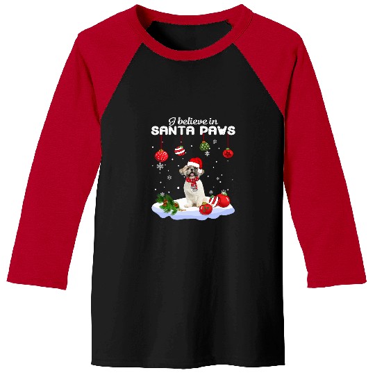 Shih Tzu Pet Merry Christmas Shih Tzu Believe In Santa Paws 3 Baseball Tees