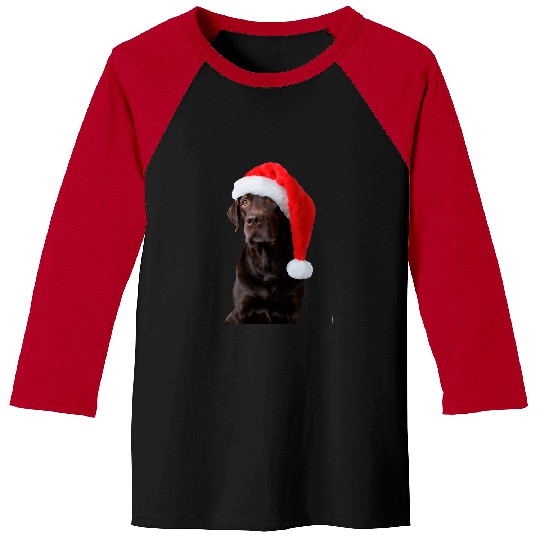 Labrador Pet Chocolate Lab Dog Portrait Santa Hat Cute Christmas Baseball Tees