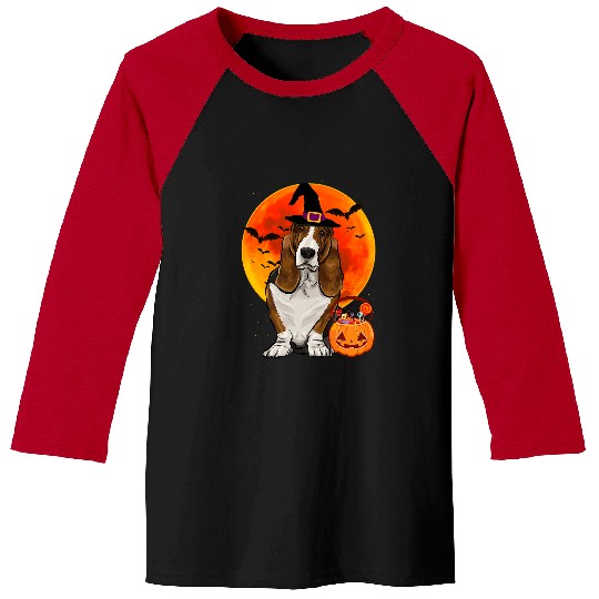 Basset Hound Pet Halloween Basset Hound Jack O Lantern Pumpkin Baseball Tees