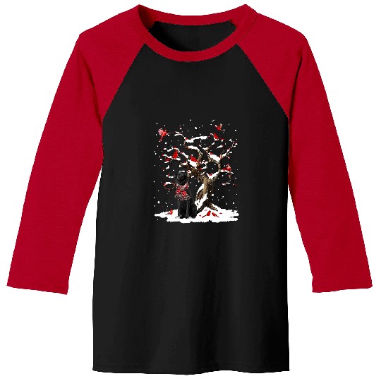 Labrador Pet Black Labrador Scarf Cardinal Snow Christmas 247 Baseball Tees