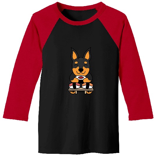 Miniature Pinscher Pet Sushi Baseball Tees