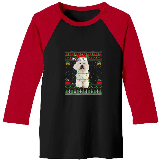 Bichon Pet Frise Ugly xmass Sweater Style Santa Bichon Frise Dog Christmas 3 Baseball Tees