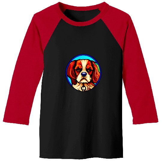 Cavalier Pet King Charles Spaniel Stained Glass Pop Art 11 Baseball Tees