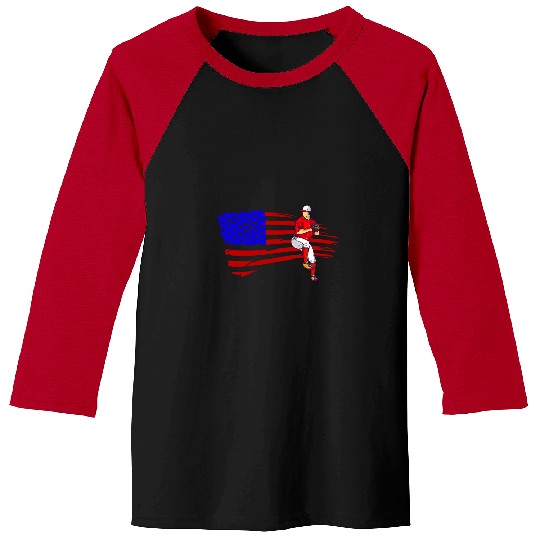 Sport Baseball Pitcher American Flag USA Flag Baseball Tees