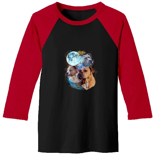 Pitbull Pet Bully 3 Moon Pitbull Dog Funny Canine Puppy Art Graphic Pet Humor Baseball Tees