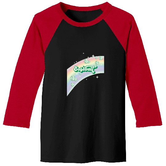 Sport Softball I Love Softball Pastel Rainbow Stars Aesthetic Kelly Green Baseball Tees