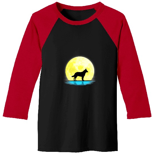 Australian Cattle Pet Dog Lovers Full Moon Light Baseball Tees