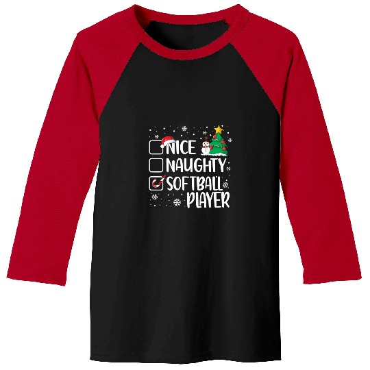Softball Gift Naughty Or Nice Softball Player Funny Christmas Pajama 11 Baseball Tees