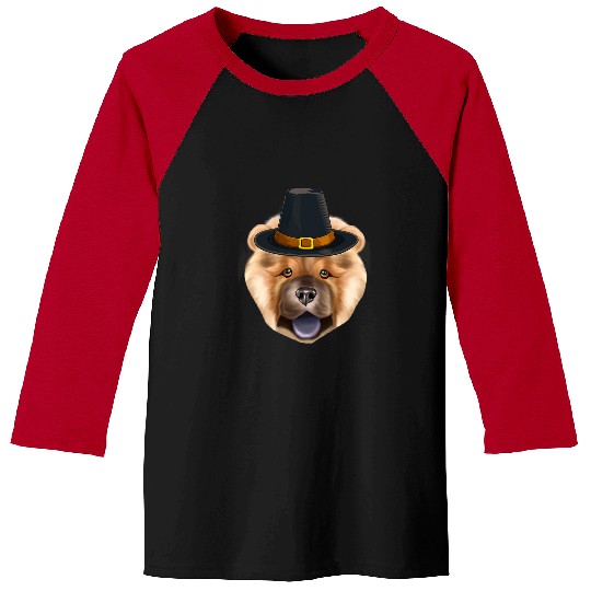 Chow Chow Pet Wearing Pilgrim Hat Thanksgiving Baseball Tees