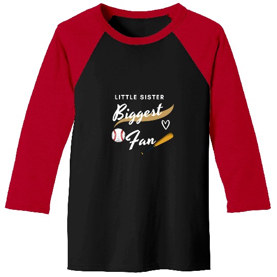 Sport Softball Little Sister Biggest Fan Softball Boys Girls Funny Baseball Tees