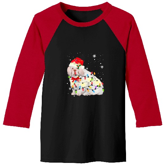 Clumber Spaniel Pet christmas light xmass mom dad s Baseball Tees