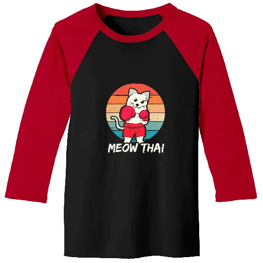 Sport Muay Thai Cat Hilarious Cat Meow Thai For Muay Thai Feline Martial Artist Baseball Tees