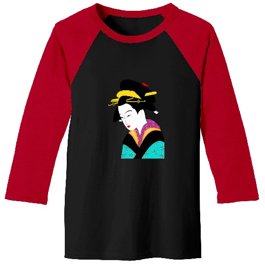 Kimono Geisha Woman Asian Japanese Wave vintages Sakura Baseball Tees