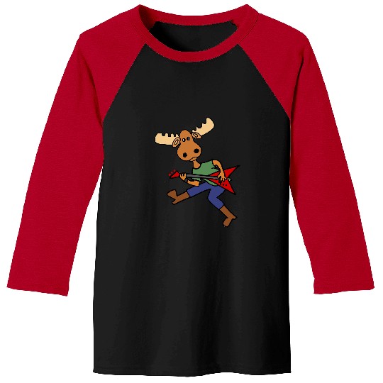 Funny Guitar Smileteemusic Funny Moose Playing Electric Guitar Music Baseball Tees