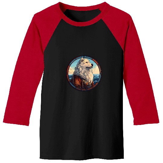 Samoyed Viking Funny Dog Medieval Baseball Tees