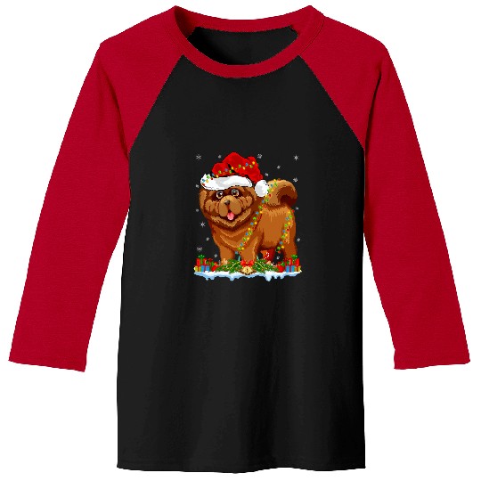 Chow Chow Pet xmass Lighting Santa Chow Chow Christmas Baseball Tees