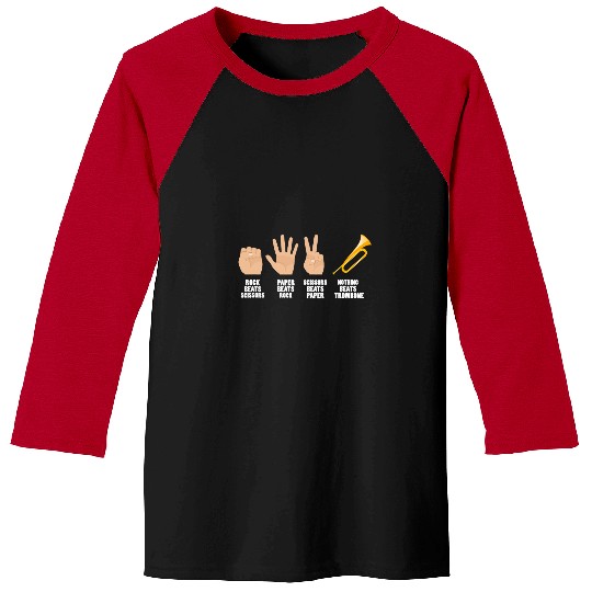 Funny trombones Rock Paper Scissors Trombone Baseball Tees