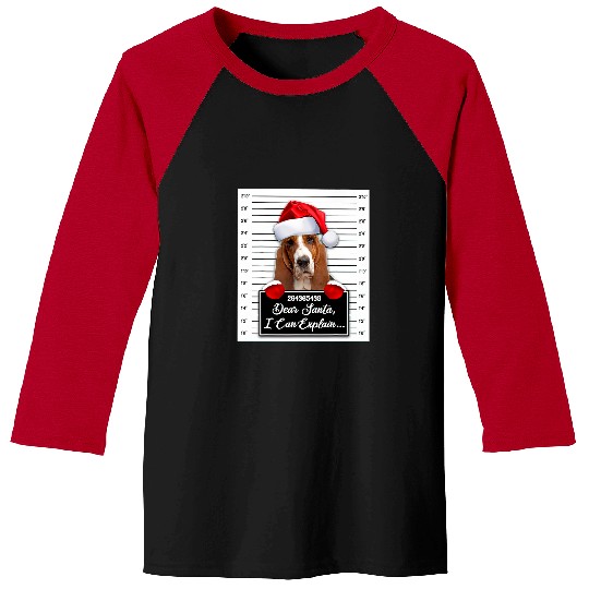 Basset Hound Pet Dear Santa I Can Explain Funny Christmas Basset Hound Xmas Baseball Tees