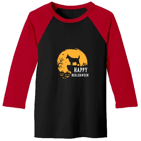 Australian Cattle Pet Dog Full Moon Red Blue Heeler Halloween Baseball Tees