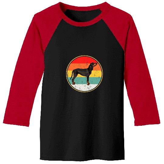 Coonhound Pet Vintage Retro Sunset Black and Tan Coonhound Baseball Tees