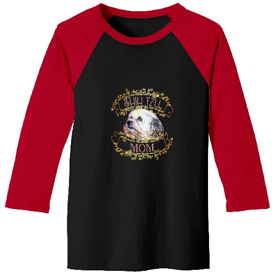 Shih Tzu Pet Mom Dog Mom Gold Funny Mama Mummy Baseball Tees