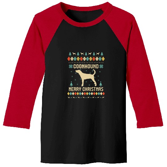 Coonhound Pet Ugly Christmas Sweater Vinatge Retro Baseball Tees