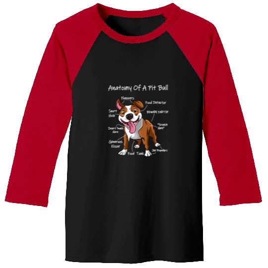 Pitbull Pet Bully Anatomy of a Pitbull Funny Dog Graphic Dog Mom Baseball Tees