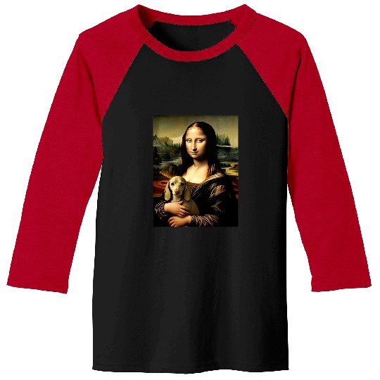 Dachshund Pet Mona Lisa With Dog Funny Leonardo Da Vinci Dachshund Art Baseball Tees