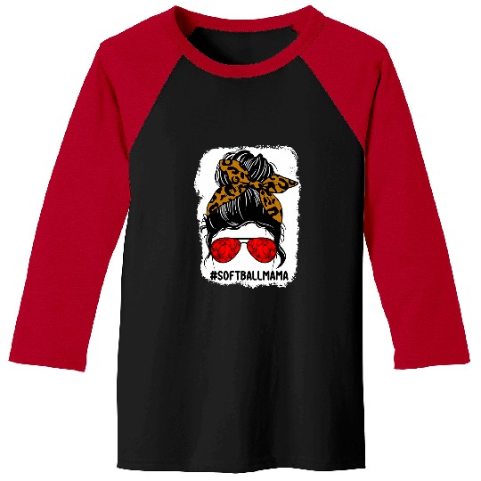 Sport Softball Mama Life Leopard Print Messy Bun Player 1 Baseball Tees