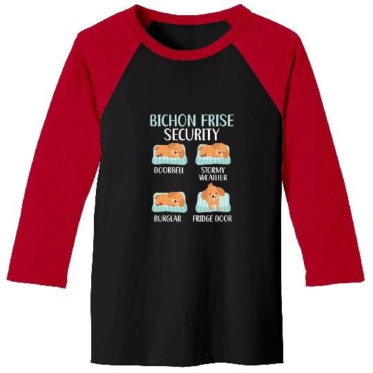 Bichon Pet Frise Security Curly Hair Pup Puppy Lover Baseball Tees