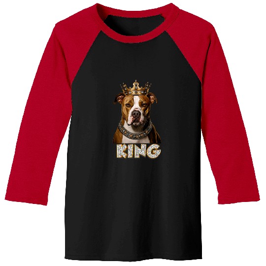 Pitbull Pet Baroque Renaissance King Pitbull Dog Portrait Baseball Tees