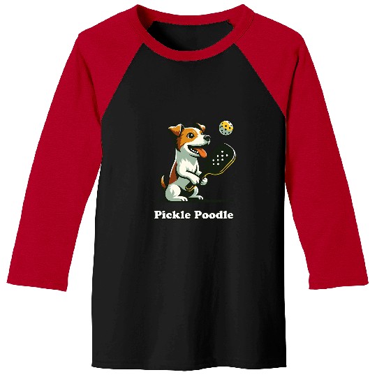 Sport Pickleball Dog Playing Pickleball Jack Russell Funny Pickle Poodle Baseball Tees