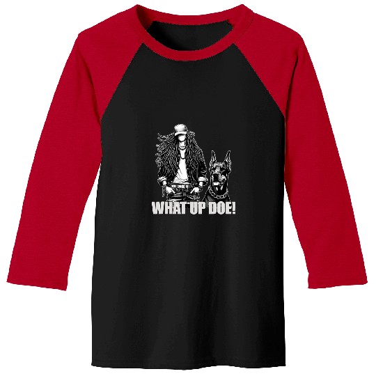 Doberman Pet What Up Doe Detroit Black Man Doberman Locs Baseball Tees