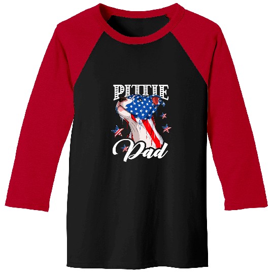 Pitbull Pet Bully 4th of July Pittie Dad American Flag Pitbull Dog Lover Baseball Tees