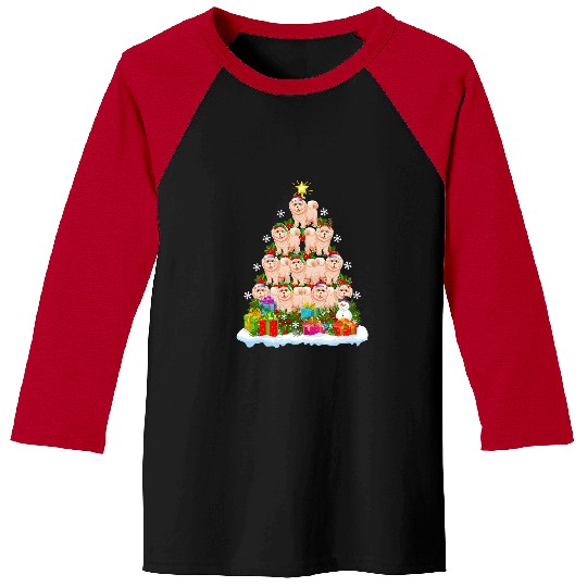 Chow Chow Pet xmass Holiday Funny Santa Chow Chow Dog Christmas Tree 3 Baseball Tees